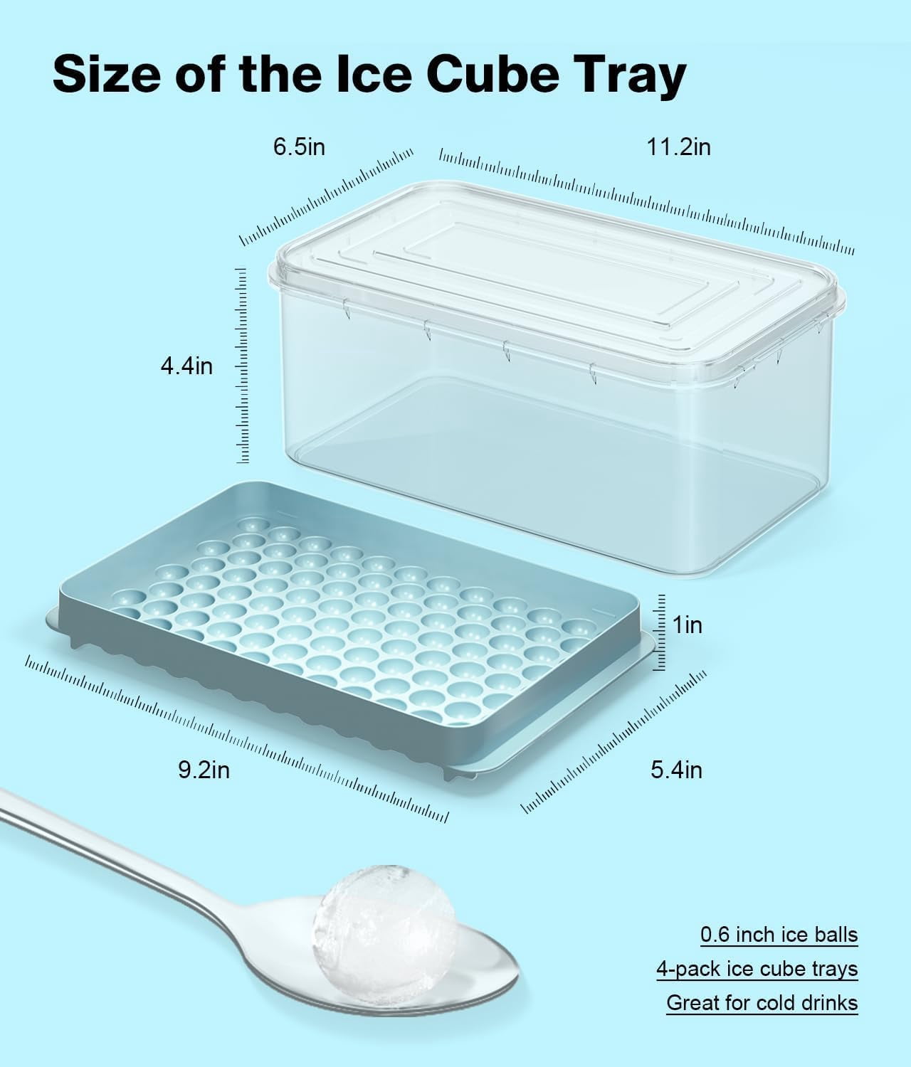Ice Cube Trays for Freezer - Mini Round Ice Trays for Freezer with Lid and Bin, Small Tiny Crushed Nugget Freezer Trays for Chilling Drinks and Food Fresh