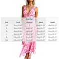 thumbnail image 3 of Women's Tiered Dresses Flowy V Neck Sleeveless Dresses with Ruffle Hem Summer Floral Print Maxi Sundress Formal Wedding Guest Pink M, 3 of 5