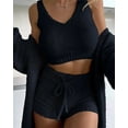 thumbnail image 3 of Thermal Three-piece Fluff Coat Spaghetti Strap Short Top Shorts Suit, 3 of 9
