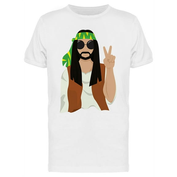Hippie Man Fashion   T-Shirt Men -Image by Shutterstock, Male Small