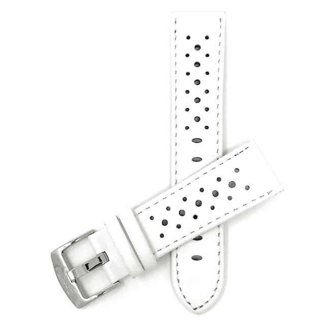 Bracelet de Montre en Cuir de Course Ventilé Perforé 22 mm GT Rally, Boucle en Acier Inoxydable