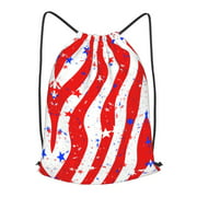 XMXT Waterproof Gym Bag, Stars Stripes Element Print Drawstring Backpack for Men, s Multicolor
