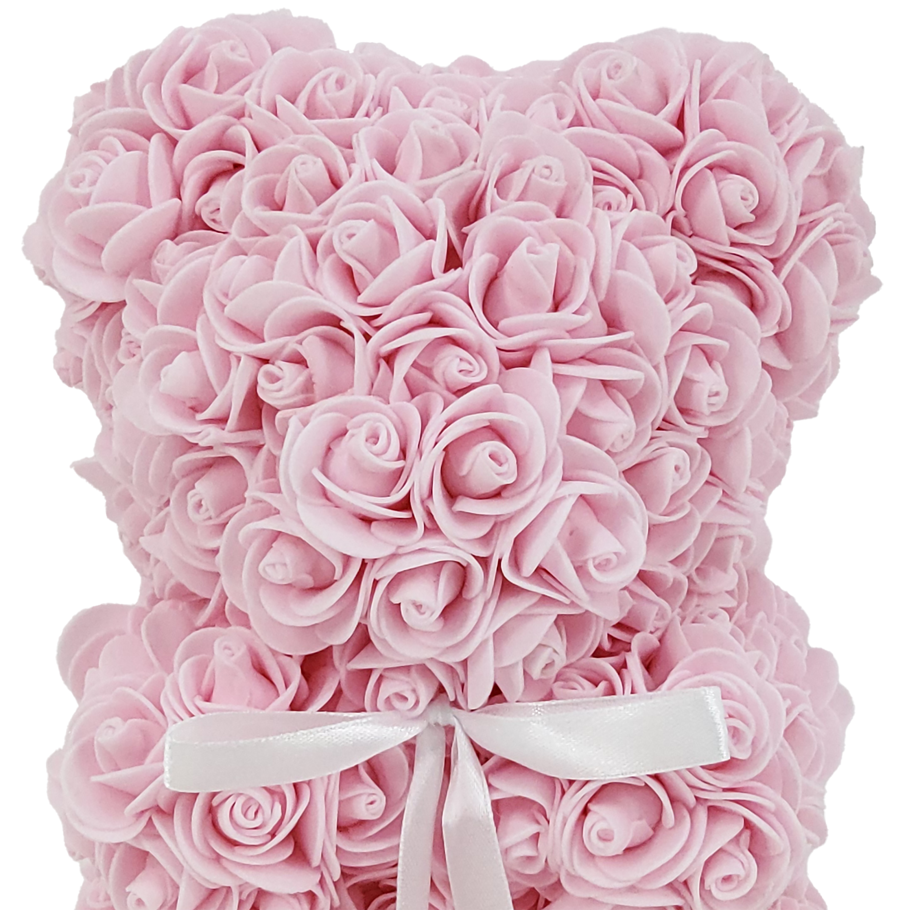 Way To Celebrate 9.25" Artificial Rose Bear Valentine's Day Gift, Light Pink Color