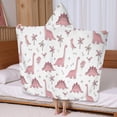 thumbnail image 5 of Pink Dinosaur and Bird Pattern Hooded Bath Towel，60"x35" for Ages 3 To 12 Kids, Quick Dry Lightweight Soft Microfiber Hood Beach Towel Cover Up for Kids, 5 of 7