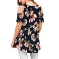 thumbnail image 3 of Hymorin Cold Shoulder Women Short Sleeve Summer Casual Printed Tops, 3 of 3