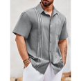 thumbnail image 2 of Summer Men Shirt Guayabera Short Sleeved Button Up Beach Shirt, 2 of 5