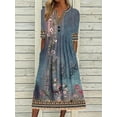 thumbnail image 5 of Robe Décontractée Élégante pour Femme à Manches Courtes, Robe Ample pour Femme, Tempérament, Vacances, Robes Imprimées, 5 of 5