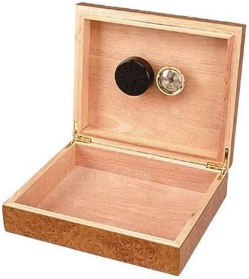 Humidor Supreme Travel Humidor Riviera, 15-20 Cigar Capacity, Maple Burl Finish