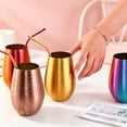 thumbnail image 5 of Miyuadkai Stainless Steel Wine Tumbler – Stemless Portable Metal Cup with Straw, Black, Outdoor Pool, Camping, Cookouts, Labor Day Weekend, Fall Tailgating, October Parties, 5 of 9