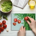 thumbnail image 4 of Bamboo Print Cutting Board, Modern Image of Fresh Bamboo Stems Leaves with Colors Exotic Nature Themed, Decorative Tempered Glass Cutting and Serving Board, Small Size, Green White, by Ambesonne, 4 of 5