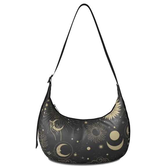 Fashion Shoulder Bag for Women – Spacious and Lightweight, Cosmic Astral Print with Solar and Lunar Designs, Stylish Goth and Mystical Pattern Purse