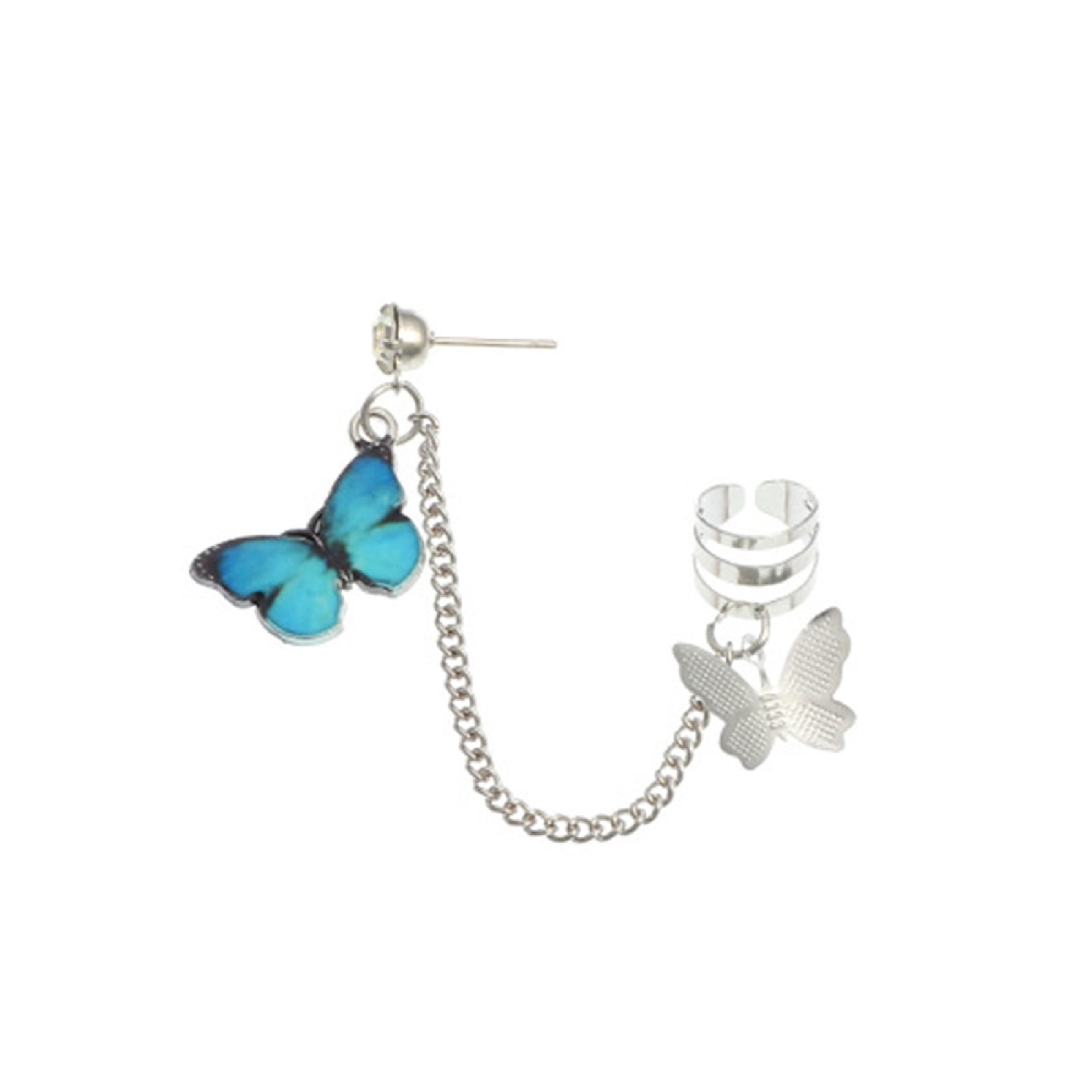 Details about   Sterling silver chain of hearts earring cuff 