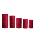 thumbnail image 2 of BalsaCircle 5 Red Cylinder Pedestal Crushed Velvet Display Stand Covers Set Party Events Decorations Supplies, 2 of 8
