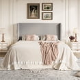 thumbnail image 3 of Amolife King Size Platform Bed Frame with Velvet Upholstered Wingback Headboard, Light Gray, 3 of 13