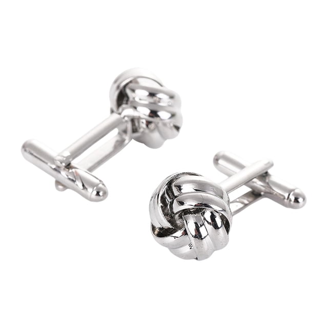 2 piezas de Gemelos de Nudo de moda Yinane joyería clásica de metal plata