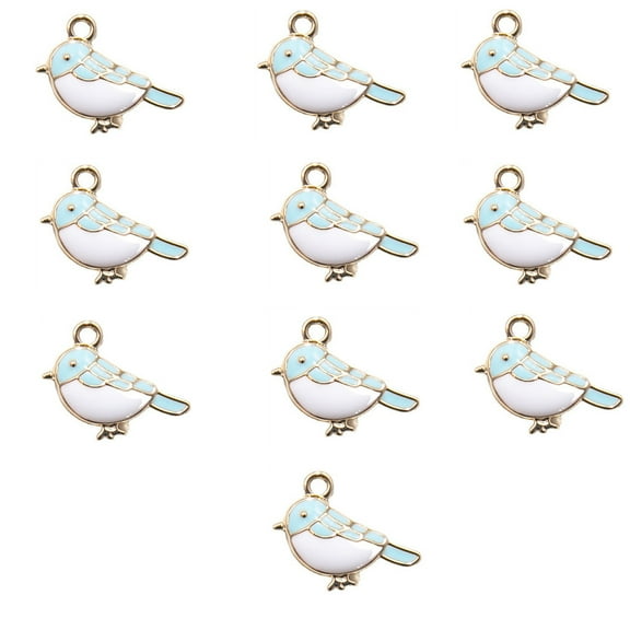 10 Pieces Cartoon Birds Charms for Earring Necklace Bracelet Keychain, DIY Plated Enamel Cute Birds Pendant for Craft Supplies Findings Making Accessories