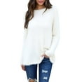 thumbnail image 3 of Dyfzdhu Fuzzy Tops for Women Plus Size Solid Long Sleeve Loose Thermal Fleece Crewneck Sweatshirts White, 3 of 5