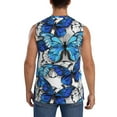 thumbnail image 4 of Goofa Blue and White Butterflies Printed Men's Sleeveless T-Shirt - Athletic Gym Workout Tank Top for Men - Moisture-Wicking, UPF 30+ Quick-Dry Muscle Tee-3X-Large, 4 of 8