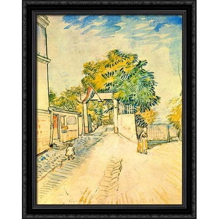 Entrance to the Moulin de la Galette 28x36 Large Black Ornate Wood Framed Canvas Art by Vincent van Gogh