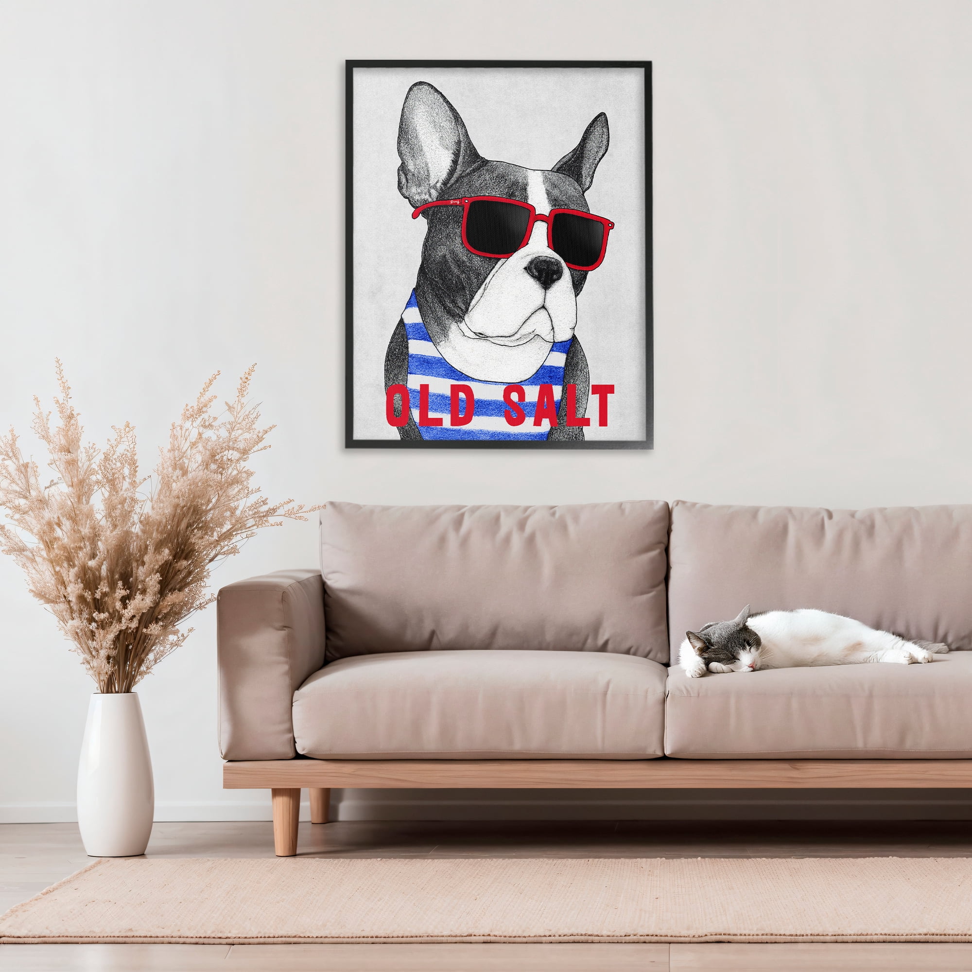 Stupell Industries Old Salt Summer Frenchie Black Framed Giclee Art, design by Barruff