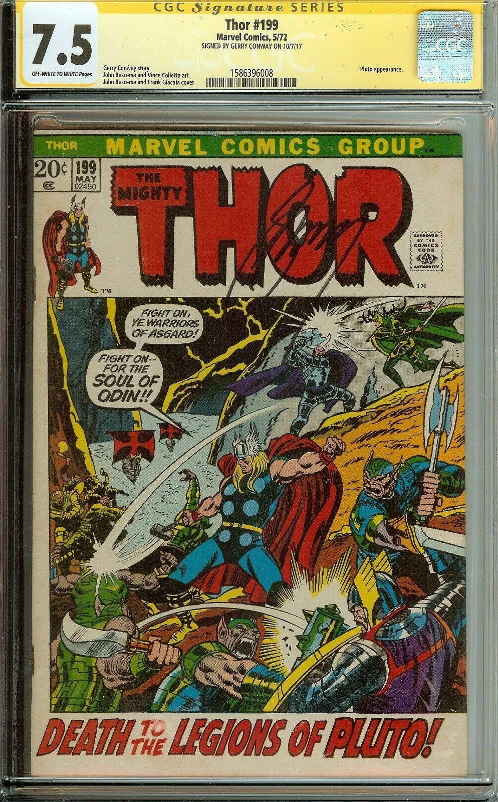 The Mighty Thor #199 Signed by Gerry Conway CGC 7.5