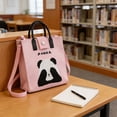 thumbnail image 6 of Women Canvas Tote Bag, Cute Panda Handbags, Casual Shoulder Work Bag for Shopping Travel Work (1PC, Pink), 6 of 9