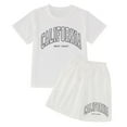 thumbnail image 4 of Wxolcjlv Toddler Girls Outfits Summer Letter Print Short Sleeve Tee And Pocket Shorts Pants Set Summer Comfy And Style Sets,2Pc,5 -6 Years, 4 of 4