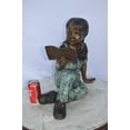 thumbnail image 3 of Nifao Young girl laying and reading book bronze statue – Home Office Decor Sculpture, 18"L x 9"W x 16"H, 3 of 11