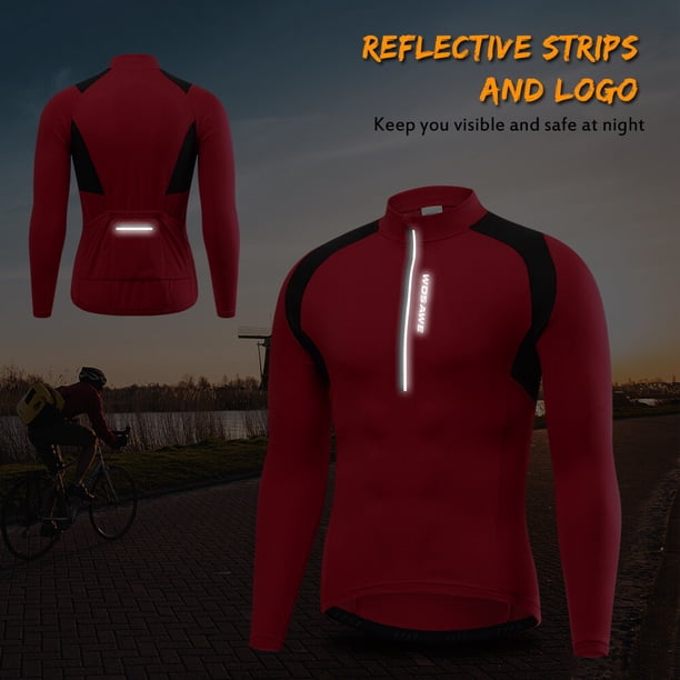 TFixol Hombres Media Cremallera Manga Larga Ciclismo Jersey Secado Rápido Transpirable