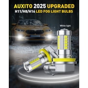 AUXITO Upgraded H11/H8 LED Fog Light Bulbs, 6500K Cool White, 1:1 Mini Size H11/H8/H16 LED Fog Light Bulbs, 360° Full Illumination(Pack of 2)