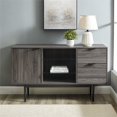 thumbnail image 4 of Contemporary Two-Tone Glass Shelf Sideboard in Slate Gray, 4 of 5
