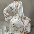 thumbnail image 5 of Puliio Robes For Women Satin Lace Sexy Cardigan Bathrobe Robe Soft Cozy Nightgown,Size S, 5 of 8