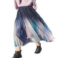 thumbnail image 2 of POINTERTECK Women Summer Gradient Color Mesh Yarn Skirt Boho Elastic Waist Pleated A-Line Flowy Layered Long Beach Skirt, 2 of 6
