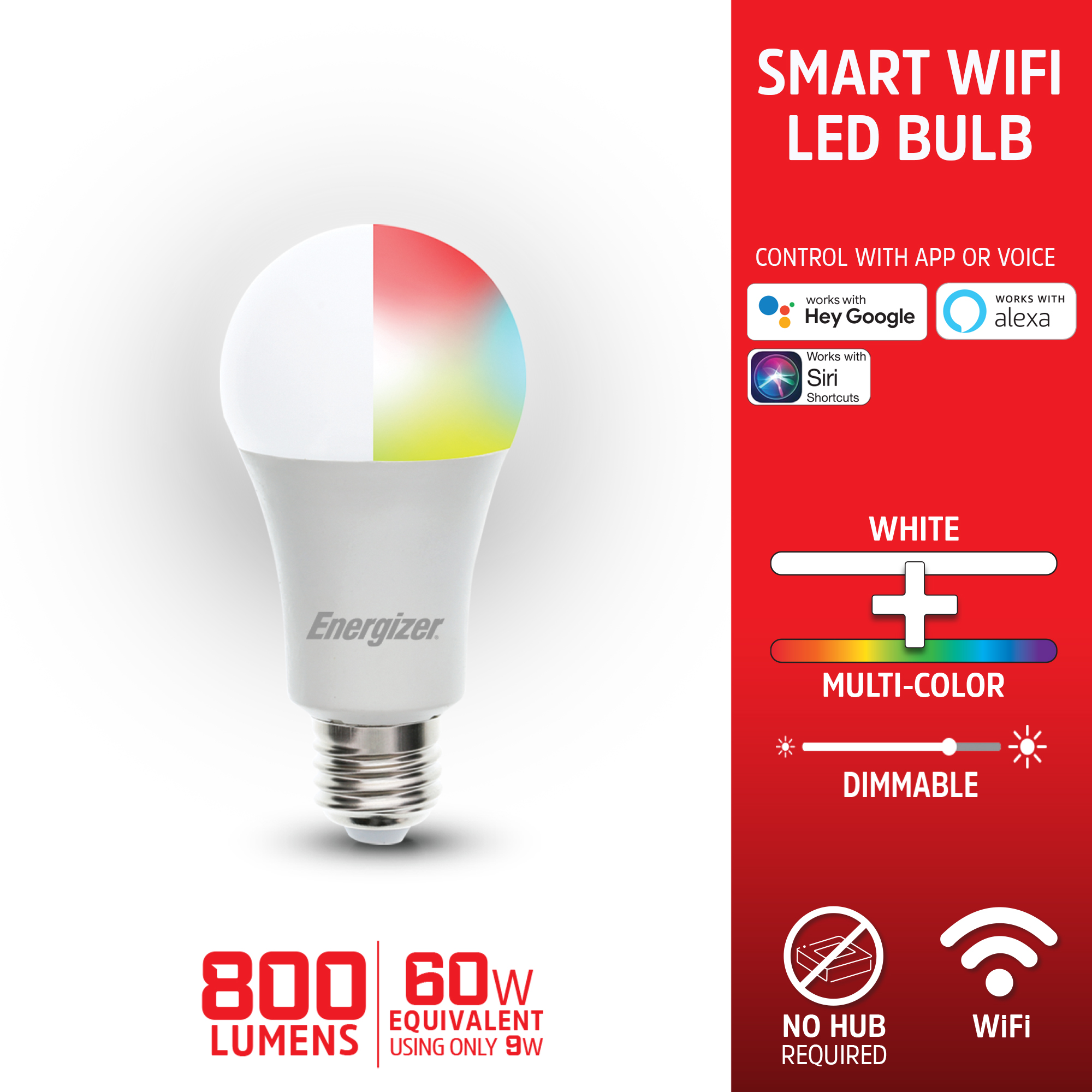 Energizer Smart Wi-Fi LED Light Bulbs, 24-Pack Multicolor A19 photo 2