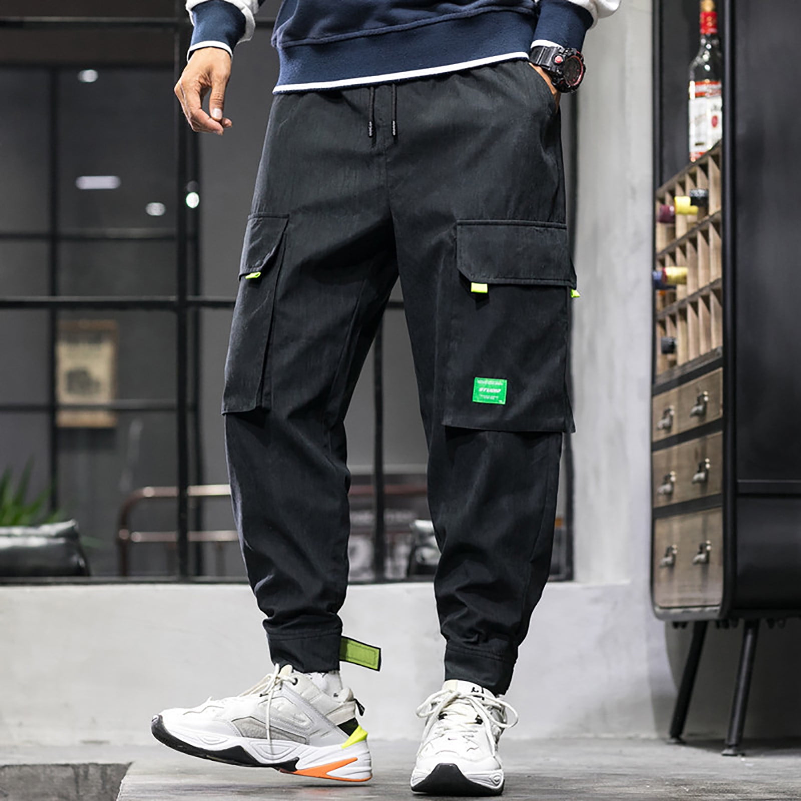 Njoeus Cropped Pants Casual Summer Men Solid Color Casual