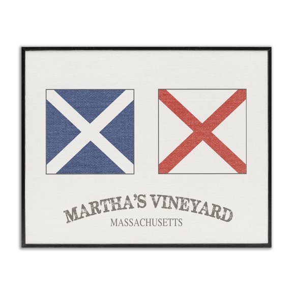 Stupell Industries Cottage Martha's Vineyard Nautical Flags Black Framed Giclee Art, 20 x 16, by Lil' Rue