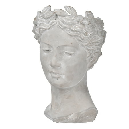 CoSoTower Greek Style Cement Head Planter - Indoor Outdoor Home Garden Decor, D7" X 11"