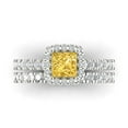 thumbnail image 2 of Clara Pucci 14K White Gold 1.56 Simulated Yellow Diamond Engraveable Engagement Ring + Wedding Band Set, 2 of 7