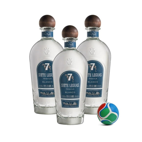 3 Tequila 7 Leguas Blanco 1 L + Balón Mini