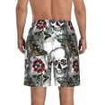 thumbnail image 3 of Kdxio Skulls Roses Pattern Mens Casual Shorts - Drawstring Summer Beach Sports Shorts for Men, 3 of 9