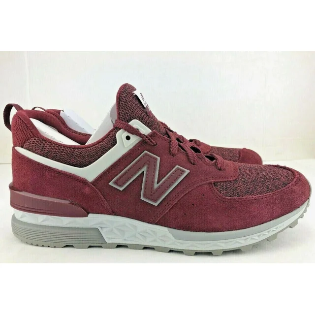 New Balance 574 Sport Running Shoes Sneakers Burgundy Suede Mens Size 12