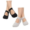 thumbnail image 4 of WHAMVOX 2 Pairs of Women Breathable Pilates Yoga Non Grip Cotton Ballet Dance Massage Ankle Socks (Black+Grey), 4 of 8