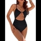 thumbnail image 1 of Traje de Baño de una Pieza para Mujer, con Control de Abdomen, Favorecedor, Atrevido, con Corte Alto, Negro L, 1 of 10