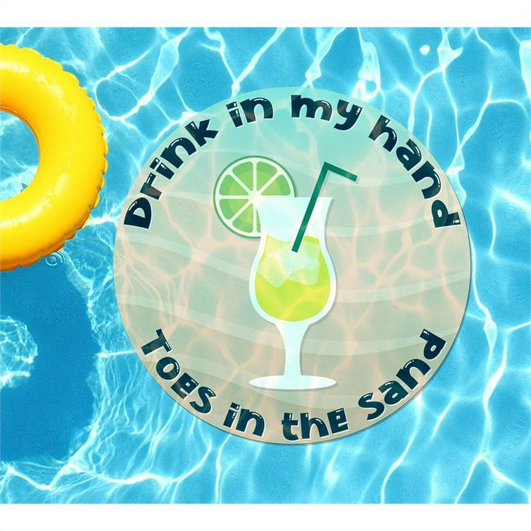 Slick Woody's 60 Drink in My Hand 7 Vinyl Underwater Pool Mat Tattoo in Yellow - 5PT075