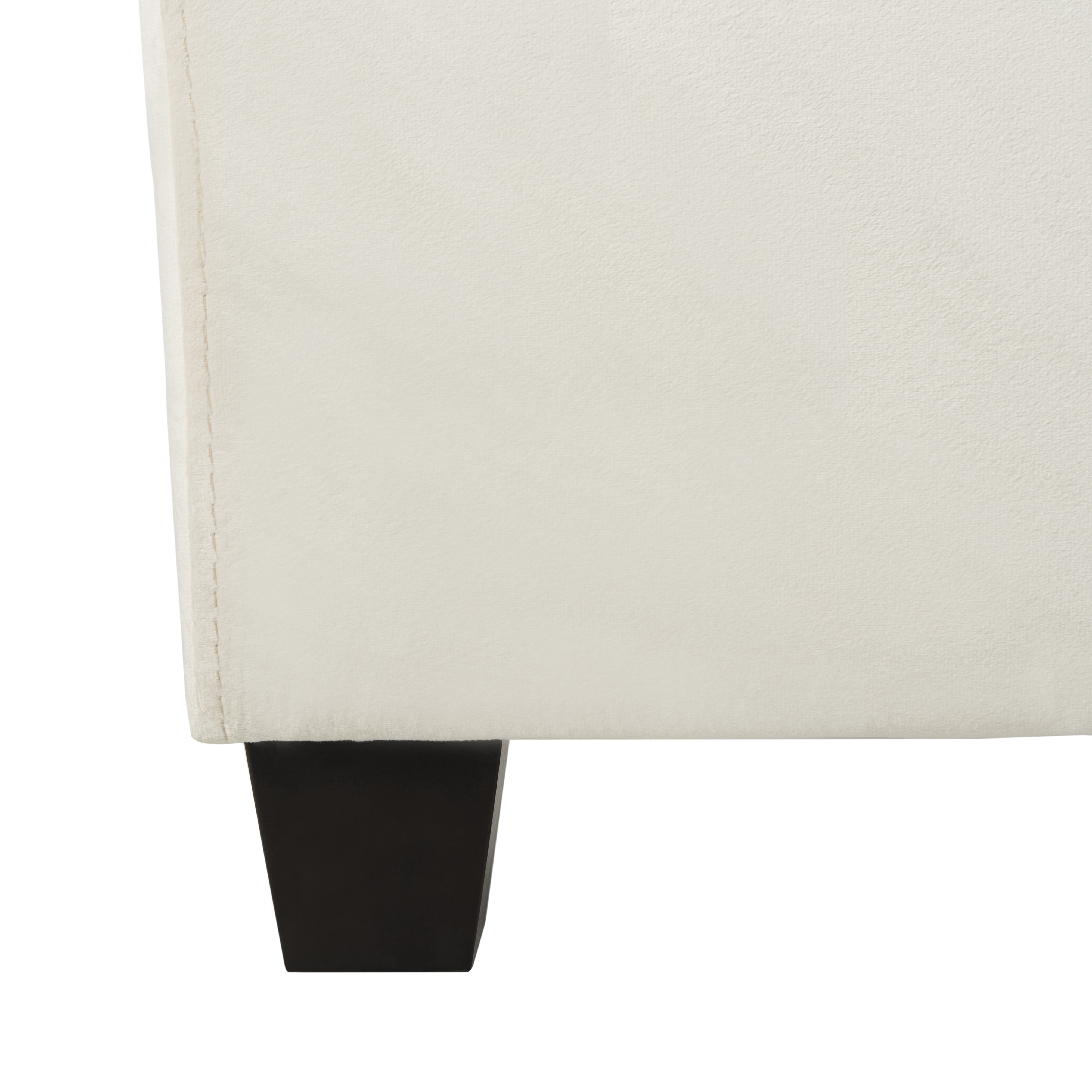 SAFAVIEH Solania Glam Upholstered Bed Frame with Nail Head, Queen, Cream