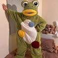 thumbnail image 6 of Coral Fleece Frog Costume Onesie, Green, Soft Fleece, Big Eyes Yellow Mouth, Full Body Pajamas Green L, 6 of 6