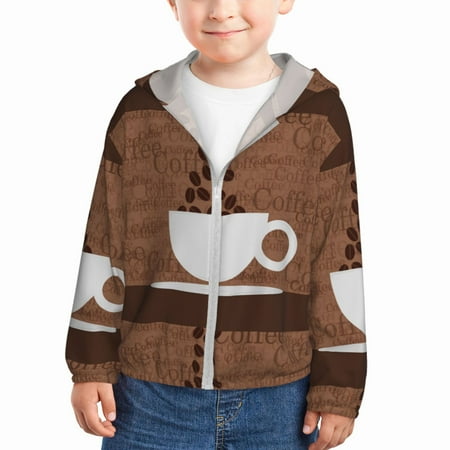 

Zeuib Coffee Cafe Cup Print Girls & Boys Sun Protection Hoodie with UPF 50+ Children’s Quick-Dry Jacket Perfect for Outdoor Activities-18 Months