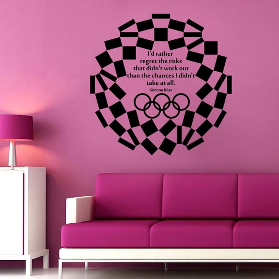 I'd Rather Regret The Risks That Didn't Work Out Than The Chances I Didn't Take At All | 20" x 20" Simone Biles Inpirational Quotes Decals - DIY Stick And Peel Vinyl Home Wall Decor Stickers