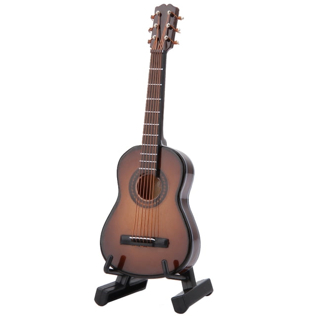 Mini Guitar Display Handmade Wooden Miniature Guitar Model with Guitar Stand and Storage Box for Home Desk Office Decor Gift