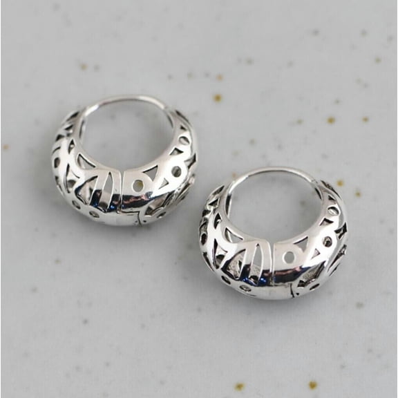 QQTDFG Sterling Silver Bali Basket Hoops Sleepers Huggie Hinged Hoop Earrings A4015-default